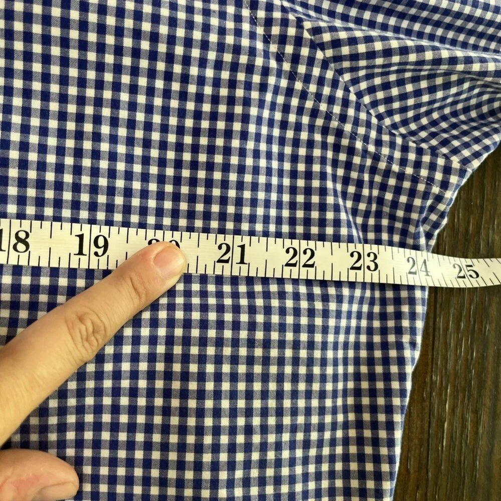 VTG Polo By Ralph Lauren Dress Shirt Mens 17|XL Blue Gingham Regent Classic Fit‎